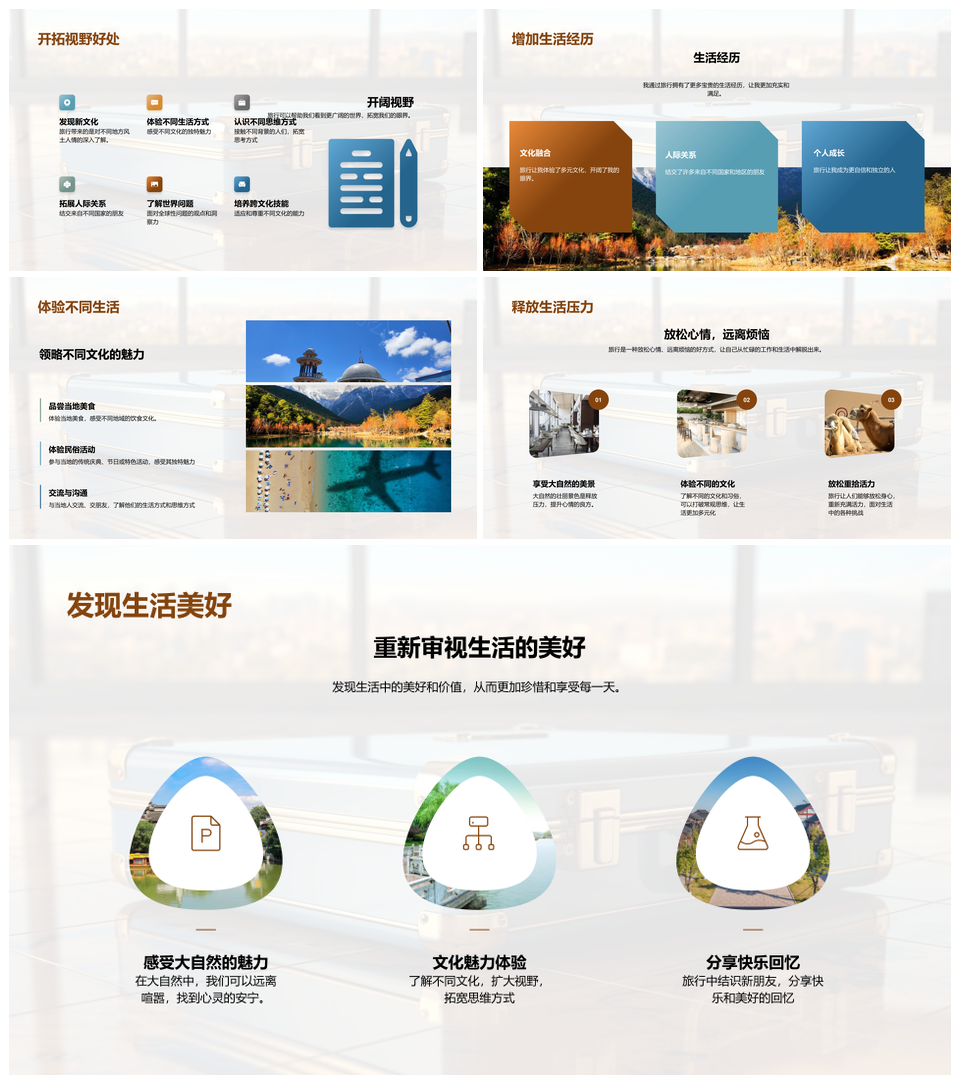 旅途友聚挑战启示生活思考PPT模板