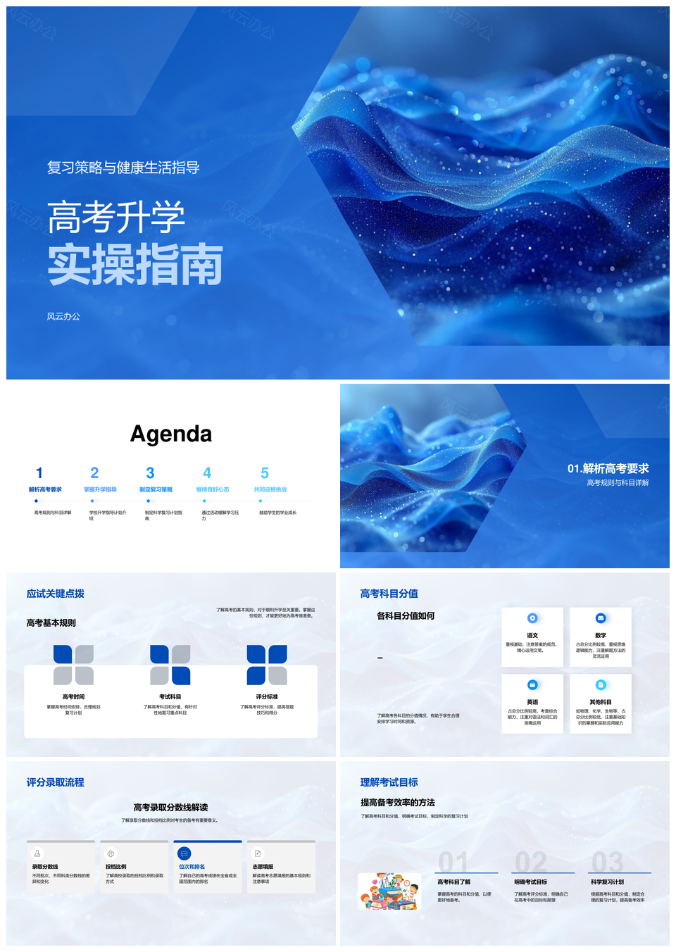 高考升学复习健康规则流程资源指南PPT模板