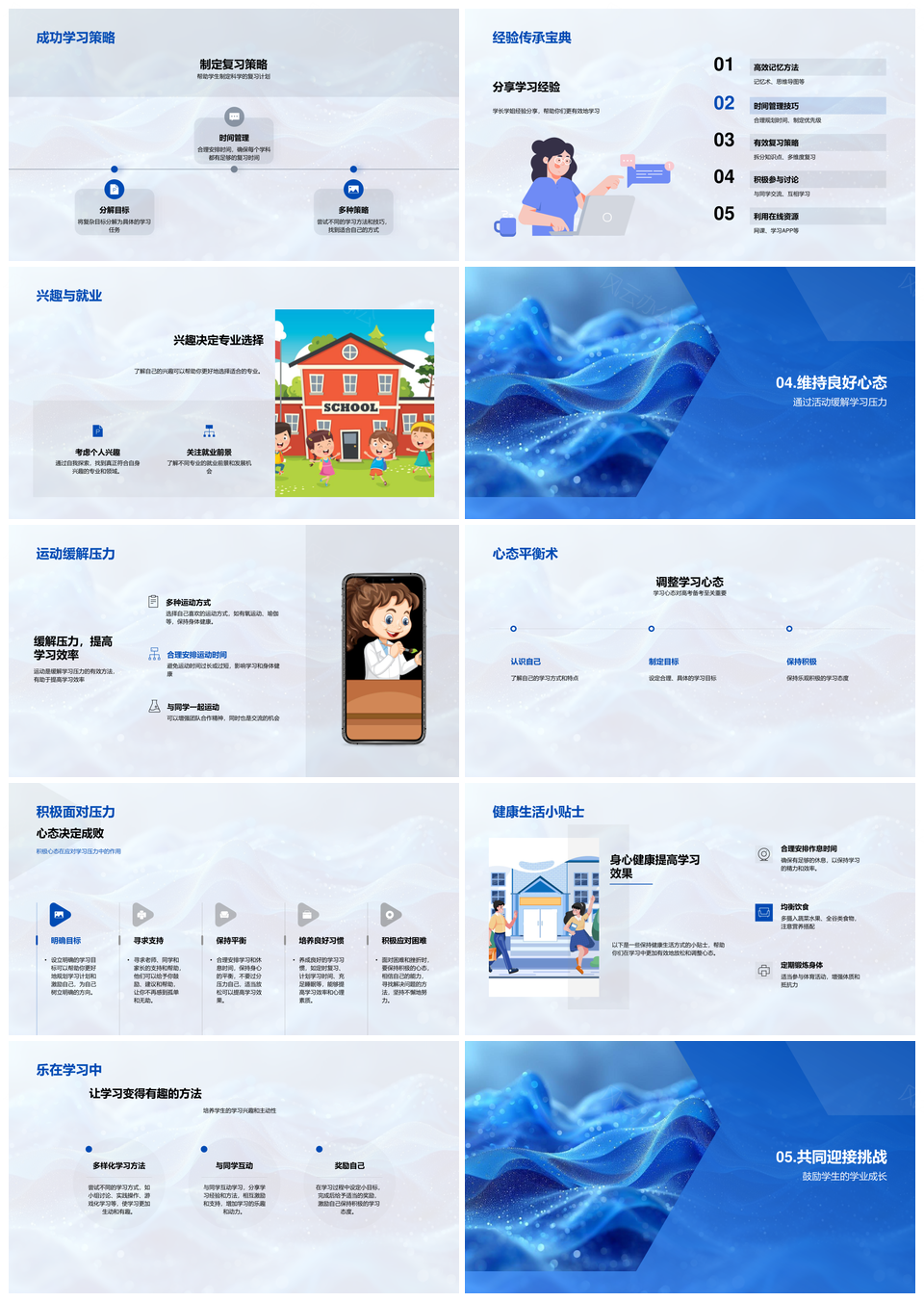 高考升学复习健康规则流程资源指南PPT模板