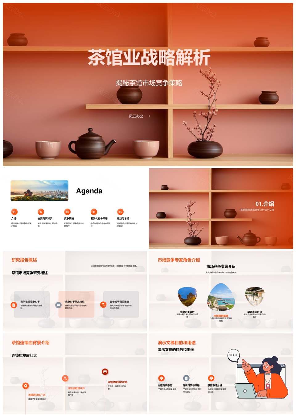 茶馆连锁市场竞争分析茶品定位营销策略PPT模板