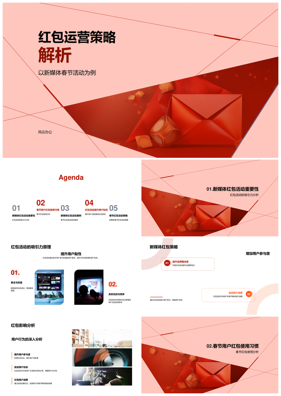 新媒体春节红包运营策略与用户行为分析PPT模板