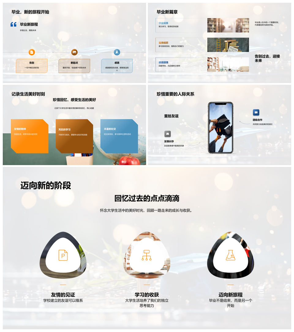 青春印记毕业季校园相册友谊收获PPT模板