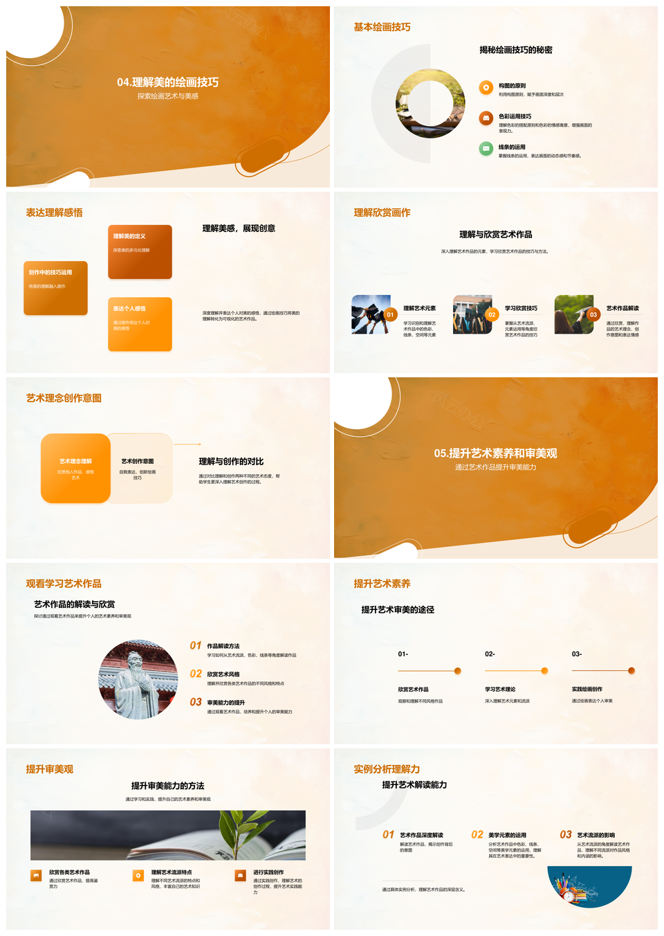 初中美术鉴赏创作技巧流派色彩线条审美素养PPT模板