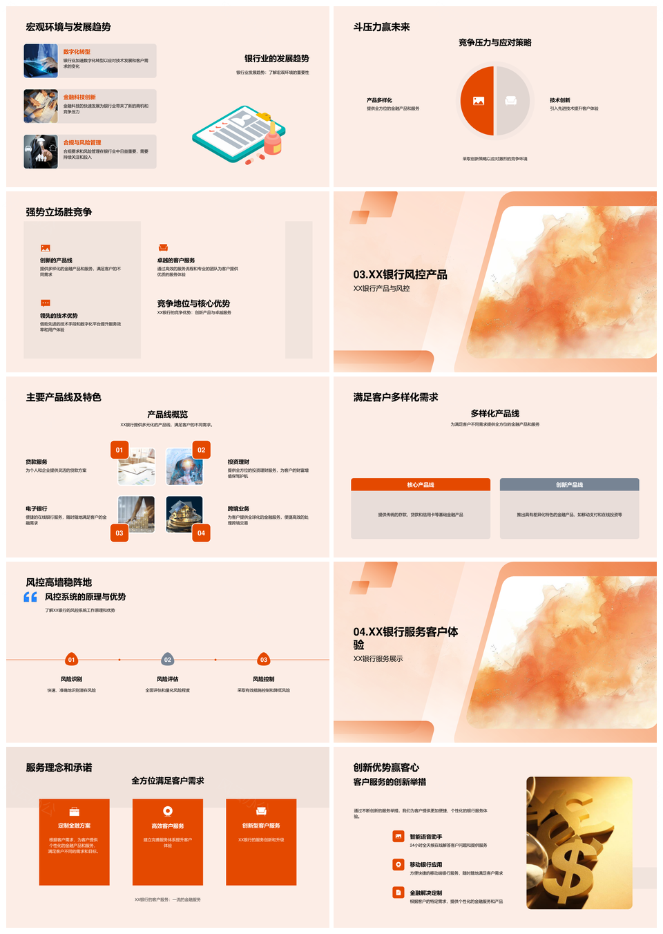 XX银行发展轨迹服务理念客户体验核心业务战略PPT模板
