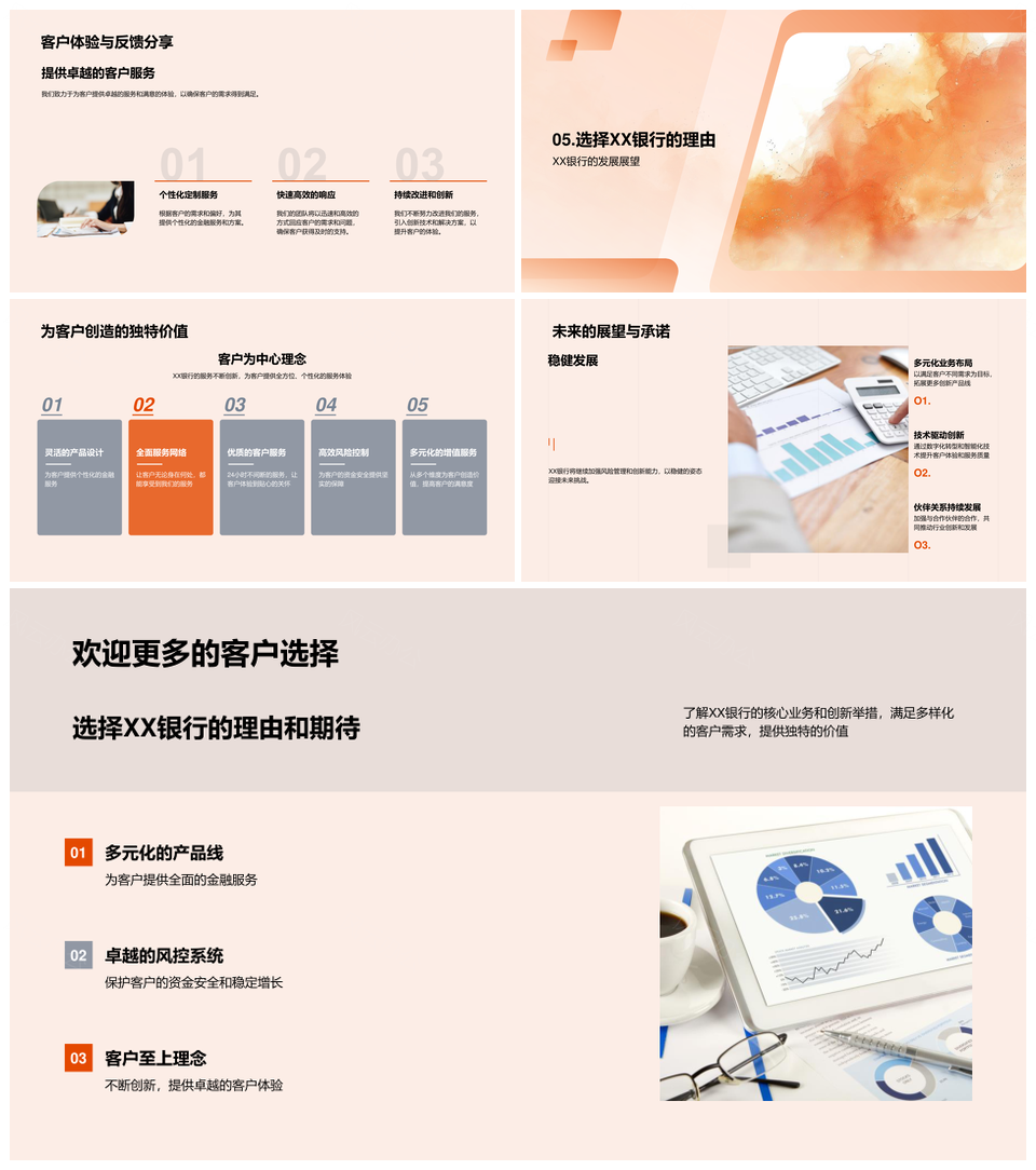 XX银行发展轨迹服务理念客户体验核心业务战略PPT模板