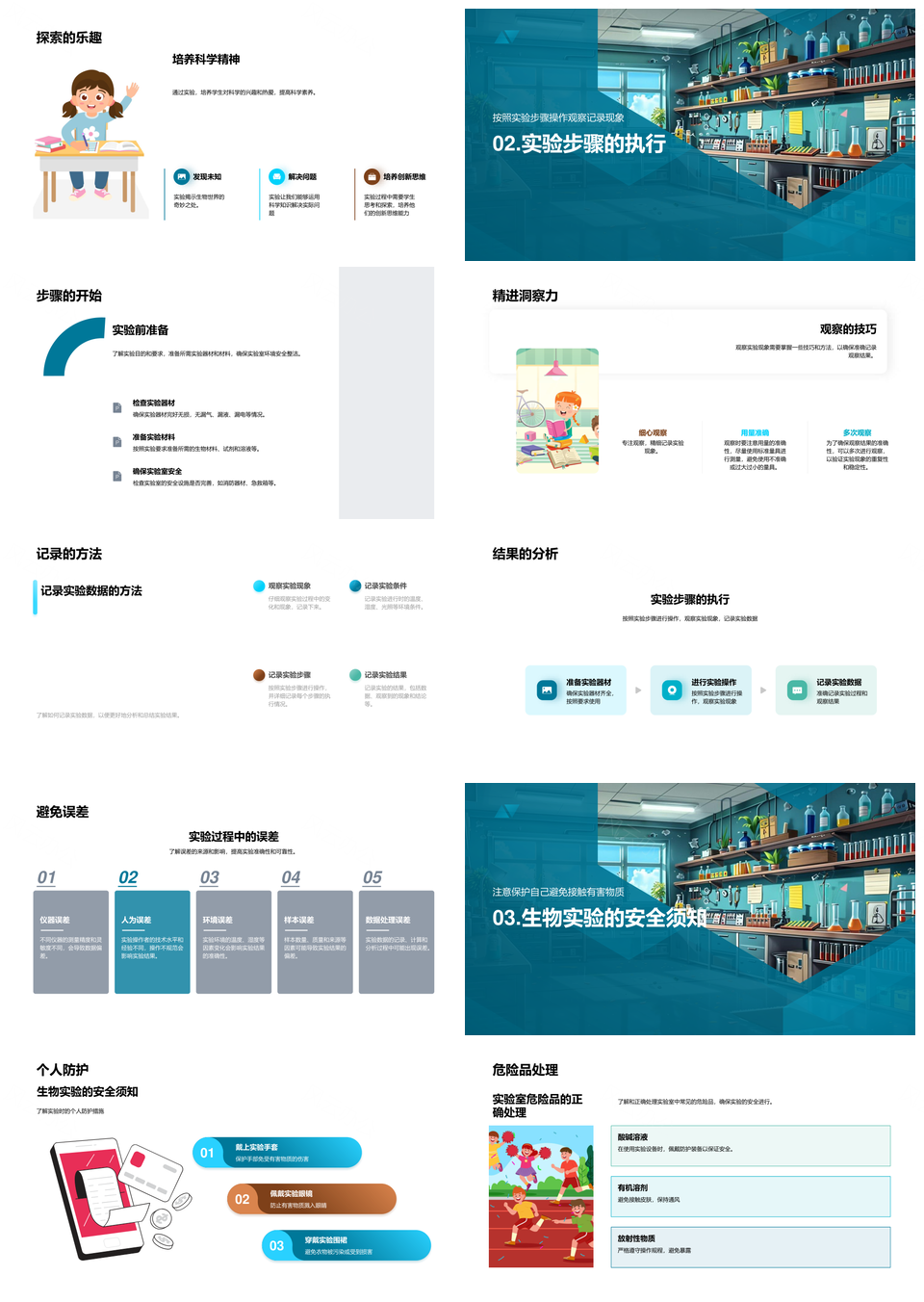 生物实验安全操作步骤实践与数据记录PPT模板