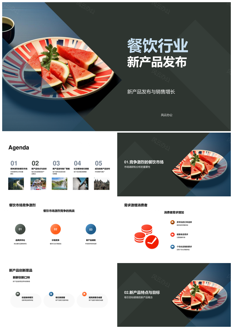 餐饮创新菜品发布调研分析促销售增长PPT模板