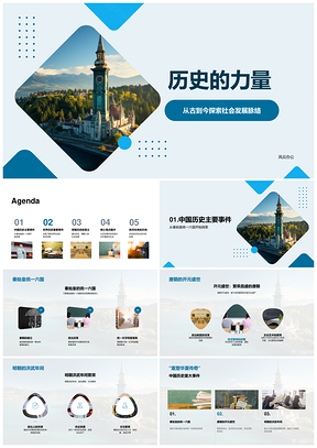 历史力量秦统唐盛明治卷轴展脉络PPT模板