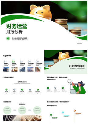 公司财务运营月报分析规划发展营收成本现金流增长PPT模板