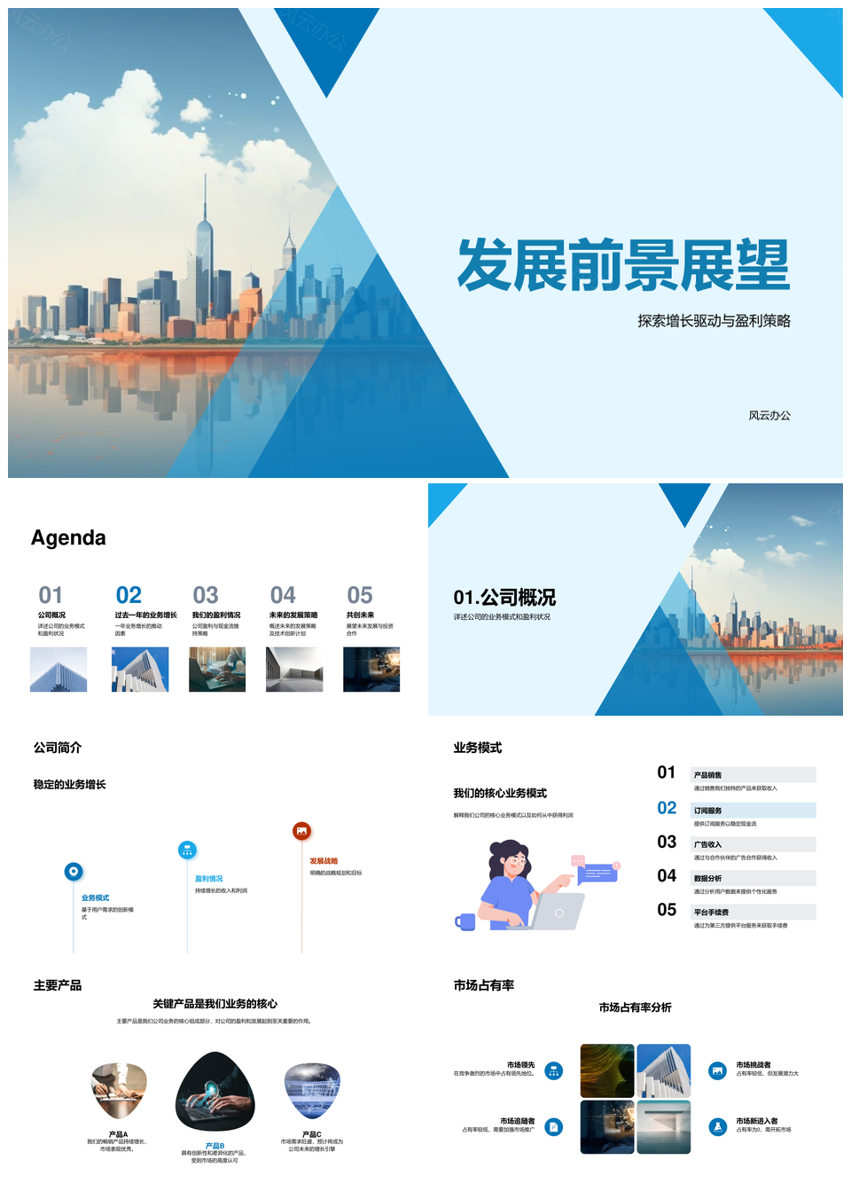 公司业务增长驱动与盈利战略展望PPT模板