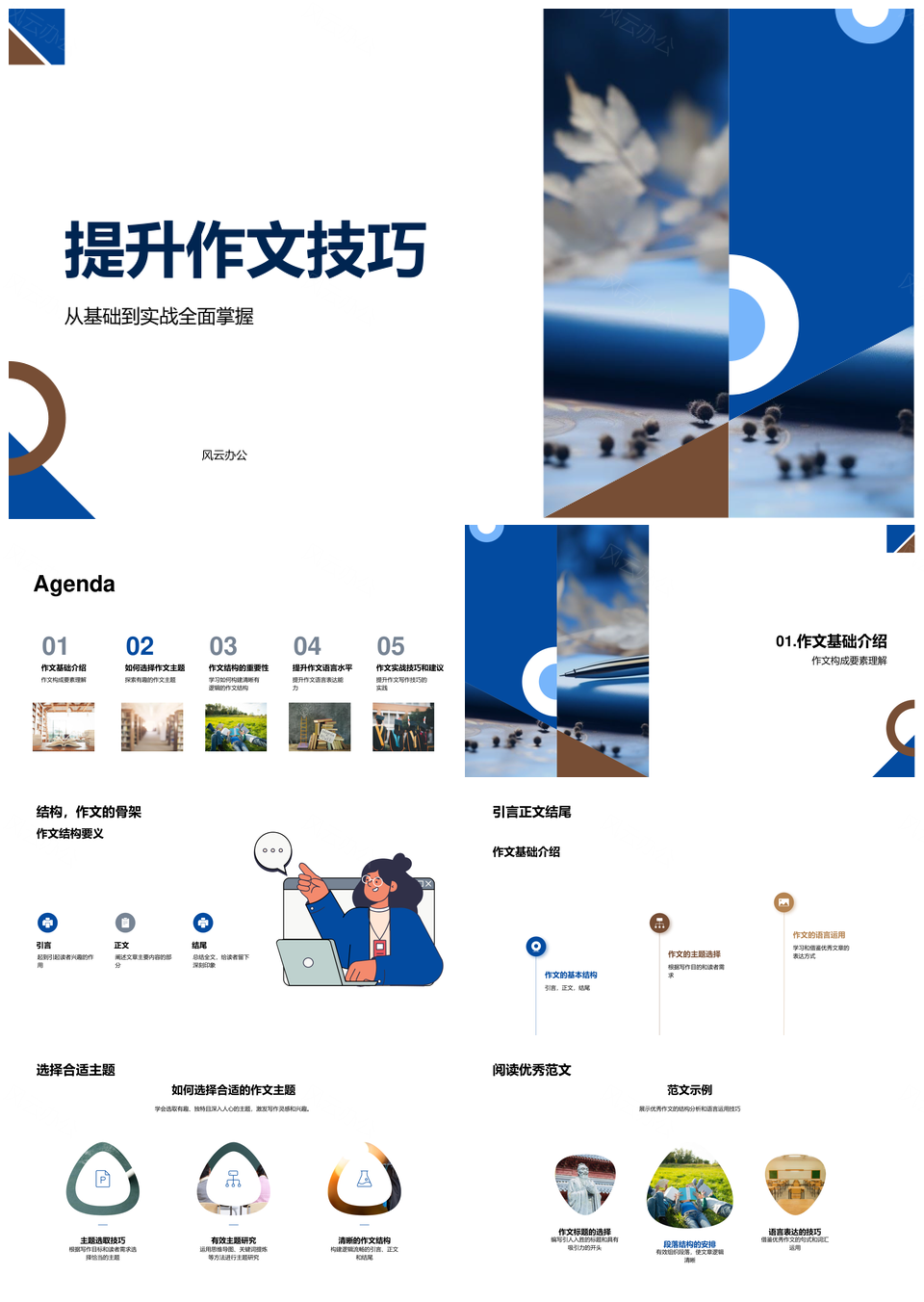 提升写作技巧结构语言主题思维导图范文PPT模板