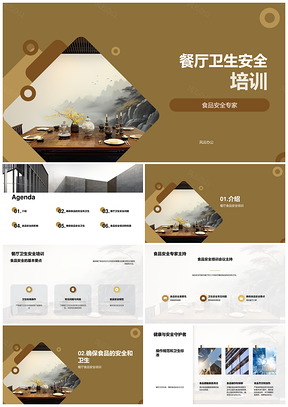 餐厅员工食品安全卫生培训会议防风险PPT模板