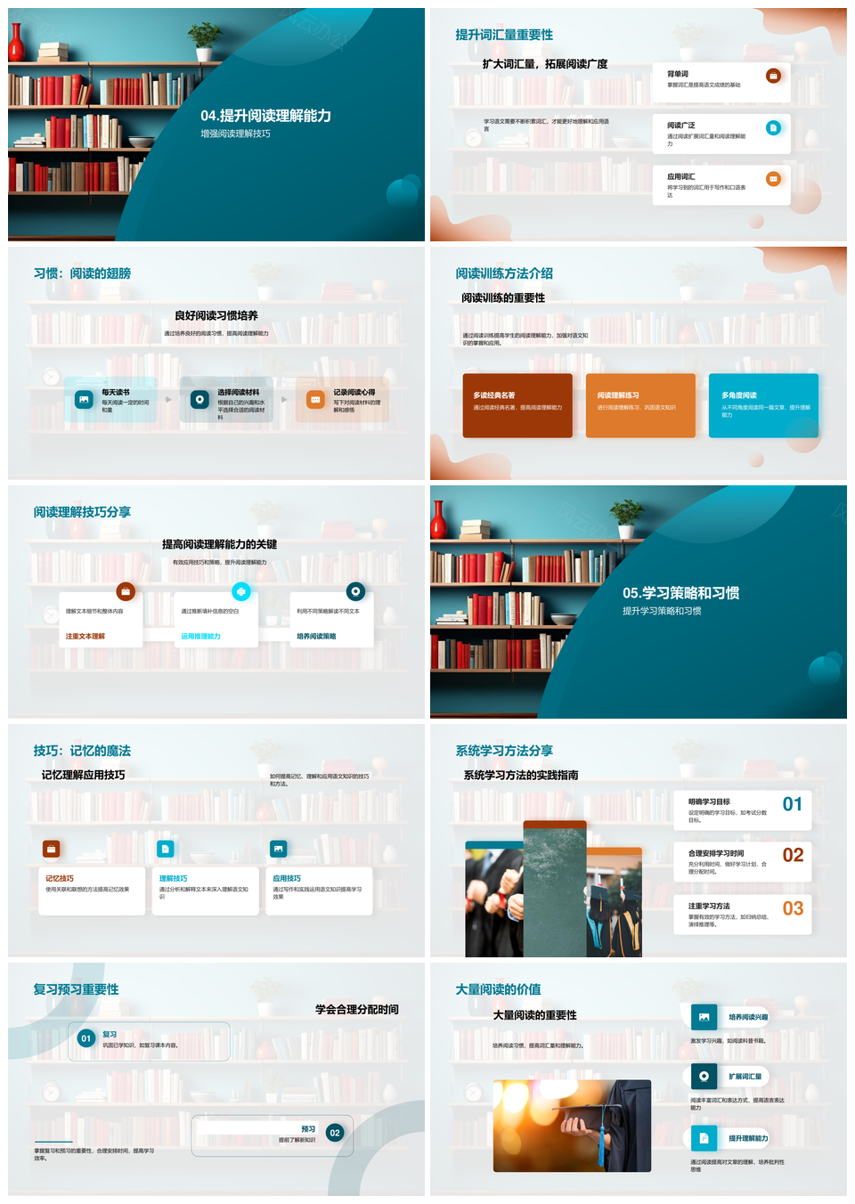 初一语文学习方法古诗文现代文阅读作文技巧记忆词汇阅读习惯PPT模板