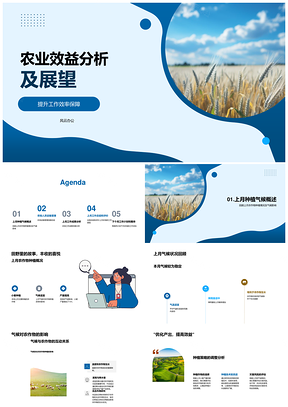 农业效益农场管理效率小麦田气候分析PPT模板