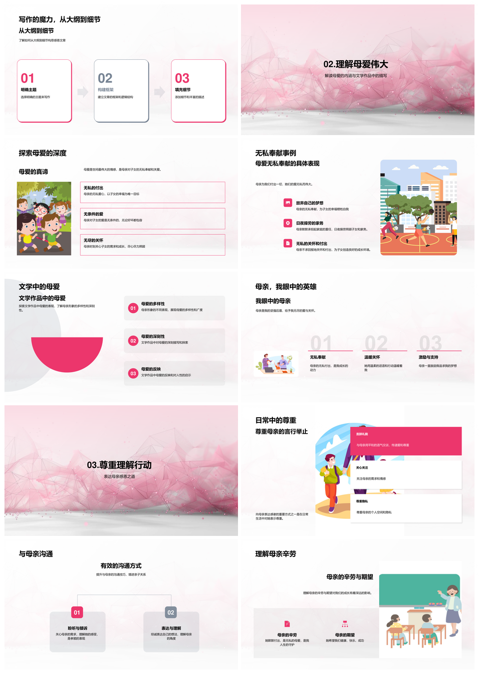 母亲节母爱作文写作技巧教师指导感恩深意PPT模板