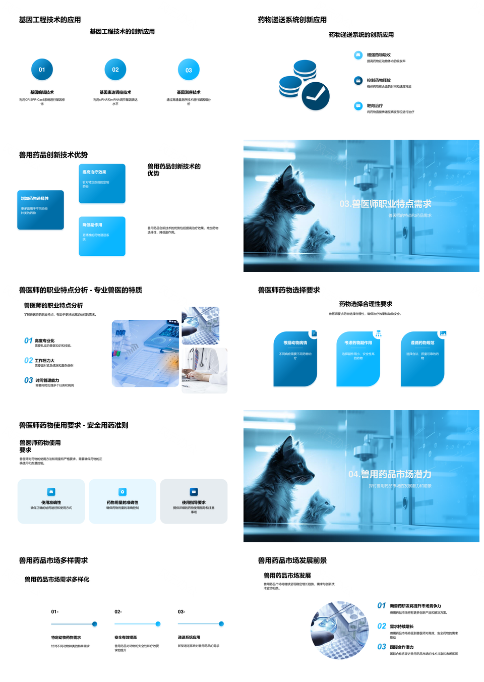 兽药市场创新技术趋势与兽医师培训动物需求安全PPT模板