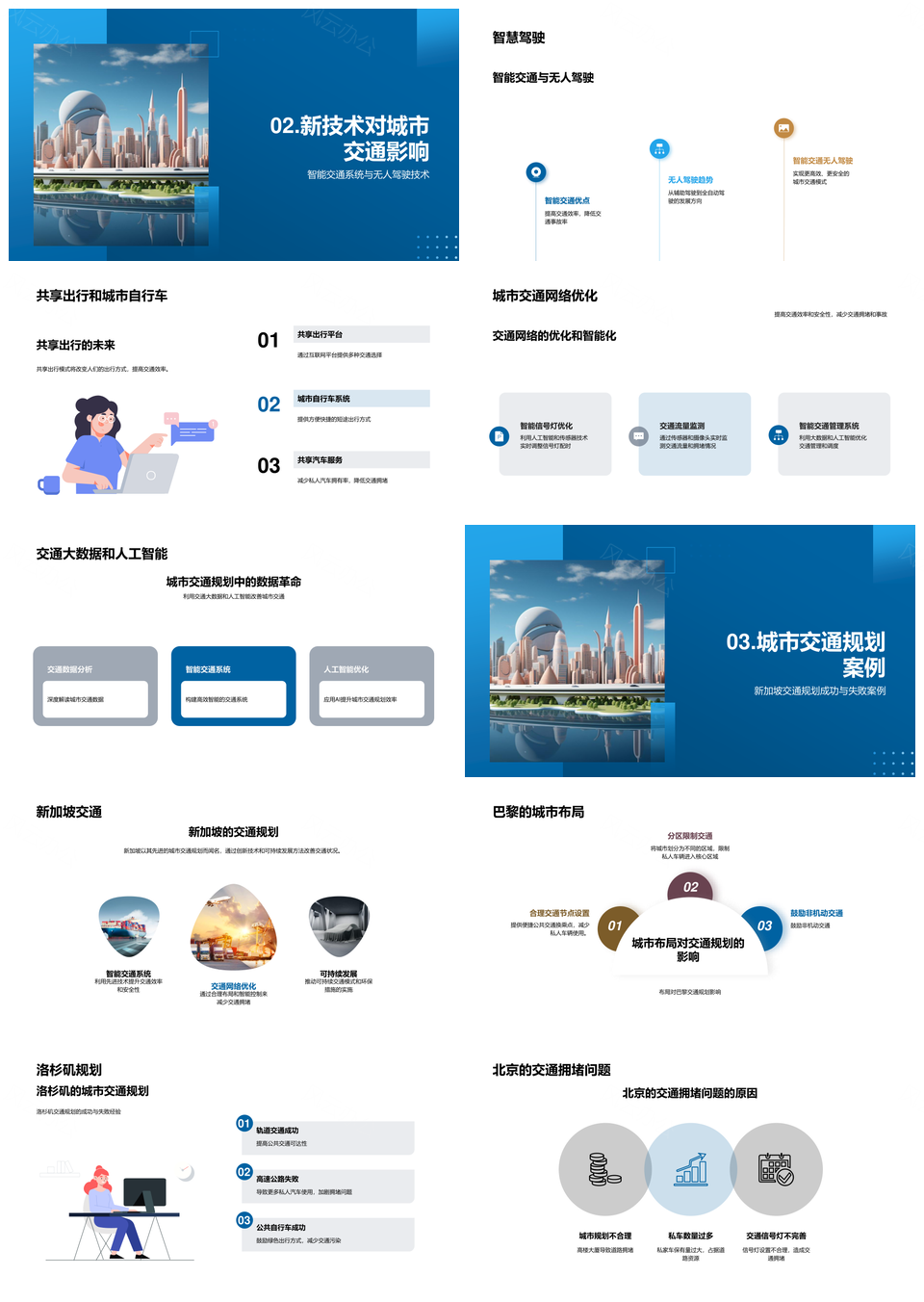 未来城市交通规划新加坡巴黎环保公正效益责任PPT模板