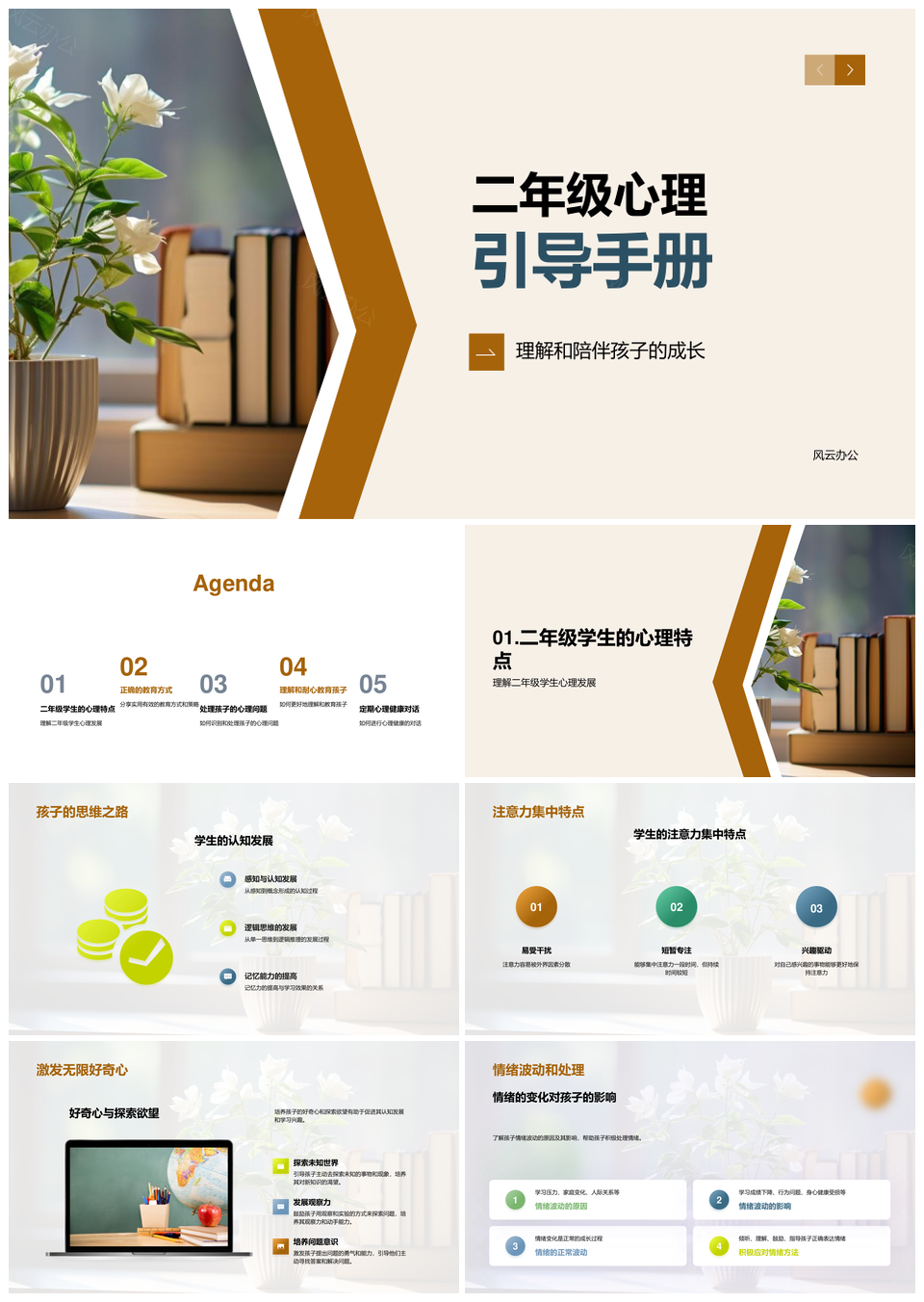 二年级心理认知发展注意力启发教学自主引导手册PPT模板