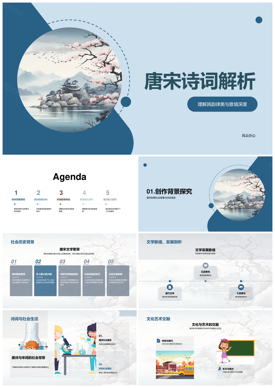 唐宋诗词韵律美与意境深度解析PPT模板