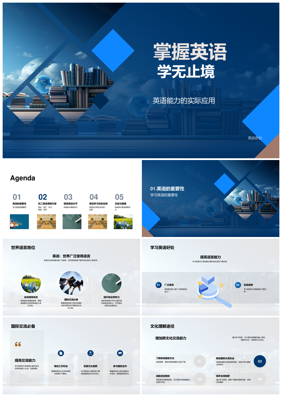初二英语语法词汇听力应用学无止境PPT模板