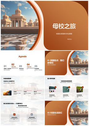 2025母校之旅变迁里程碑毕业成长社交记PPT模板