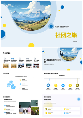 社团之旅协作攀峰共筑成长价值PPT模板