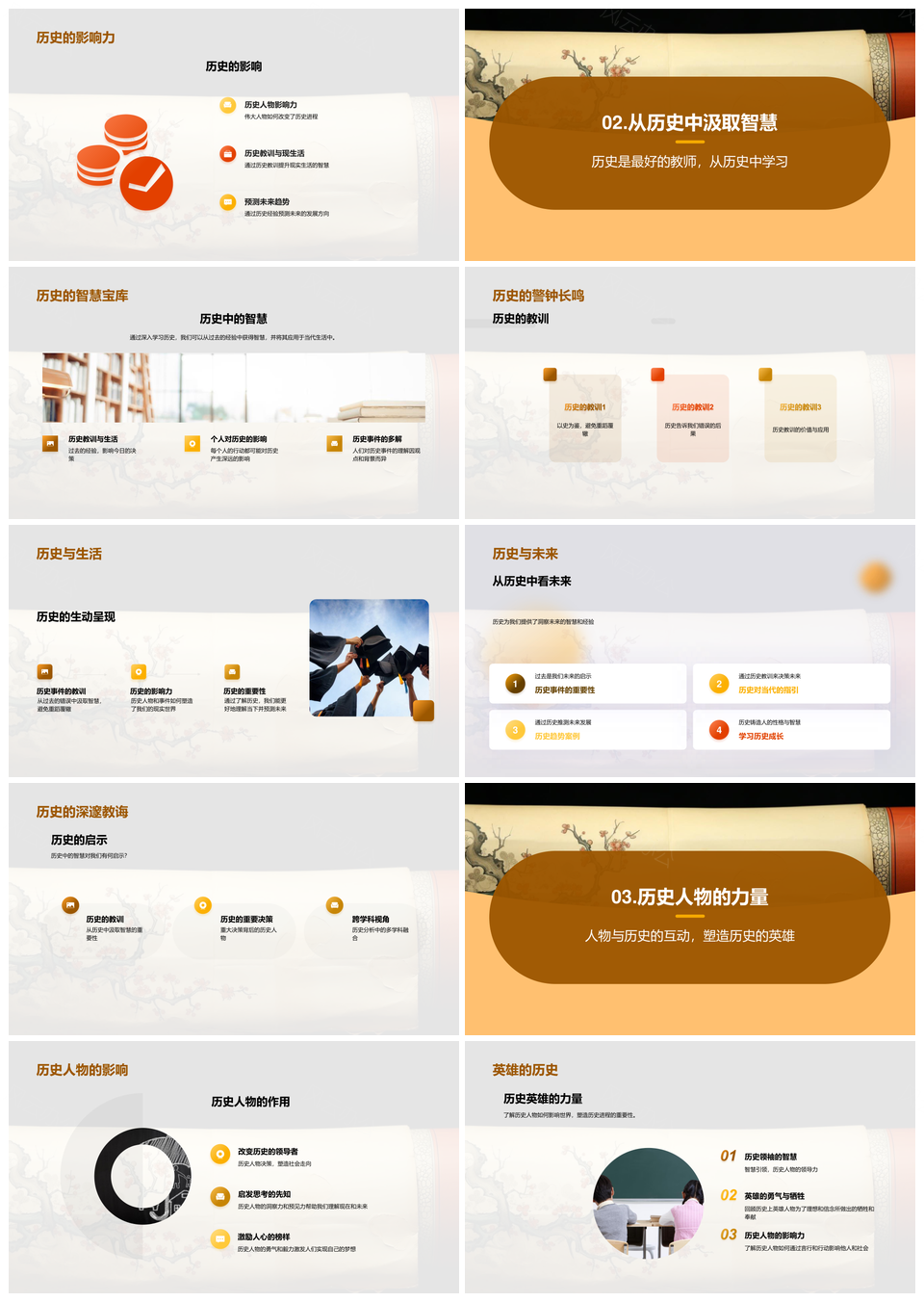 历史因果自我认知古卷启示未来决策PPT模板