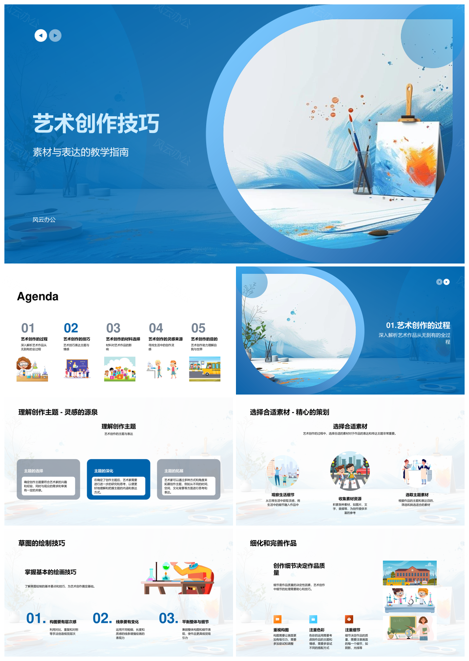 艺术创作技巧素材过程主题灵感绘制情感材料PPT模板