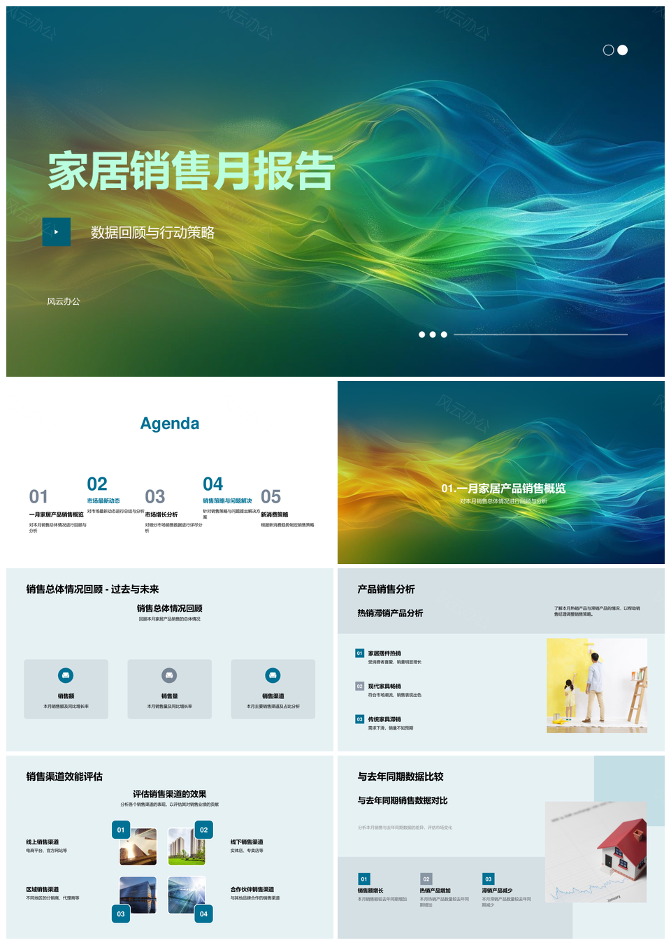 家居销售月报分析渠道评估市场趋势PPT模板