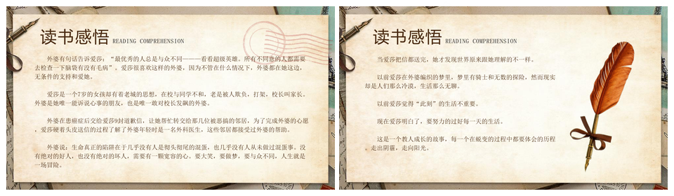 复古信件风外婆道歉信带壳牡蛎读书分享会PPT模板
