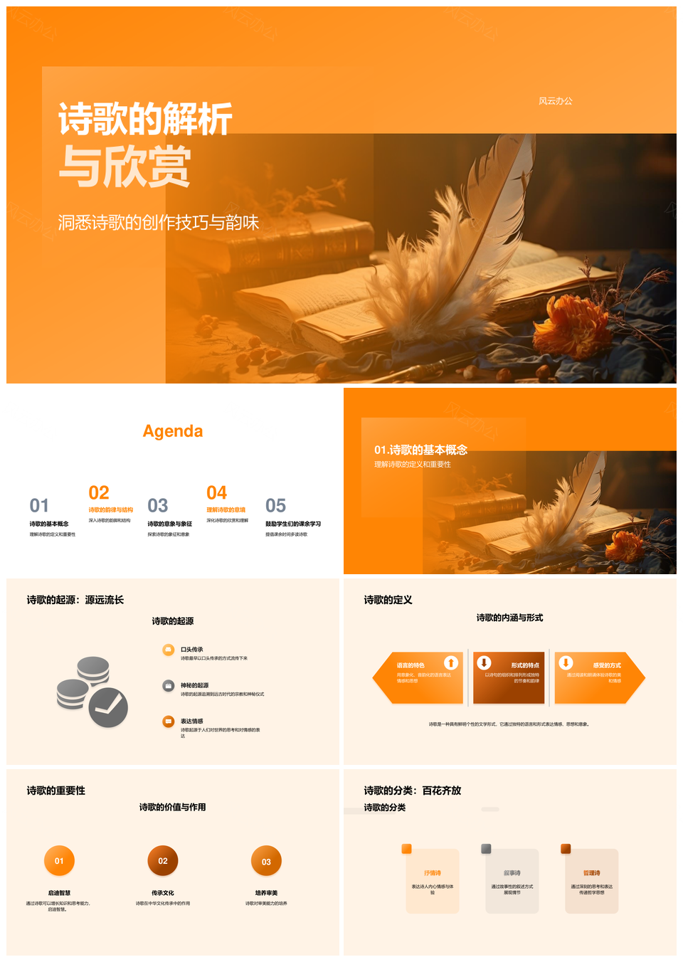 诗歌解析欣赏创作技巧韵脚情感语文教学书PPT模板