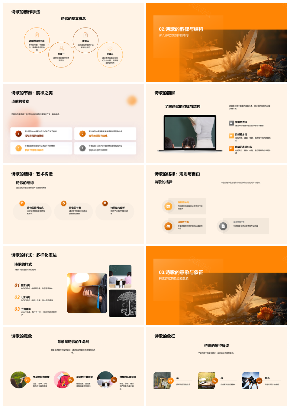 诗歌解析欣赏创作技巧韵脚情感语文教学书PPT模板