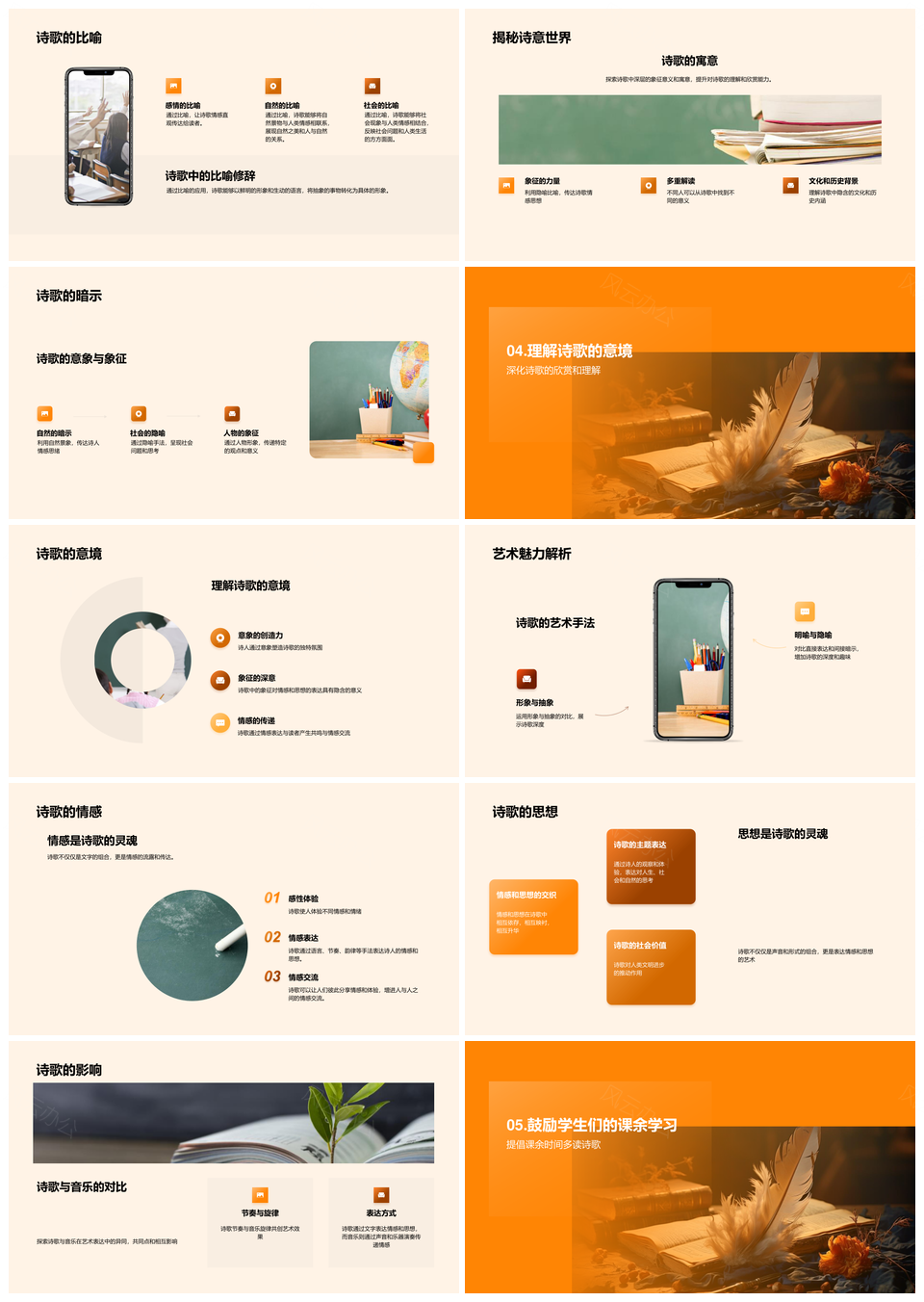 诗歌解析欣赏创作技巧韵脚情感语文教学书PPT模板