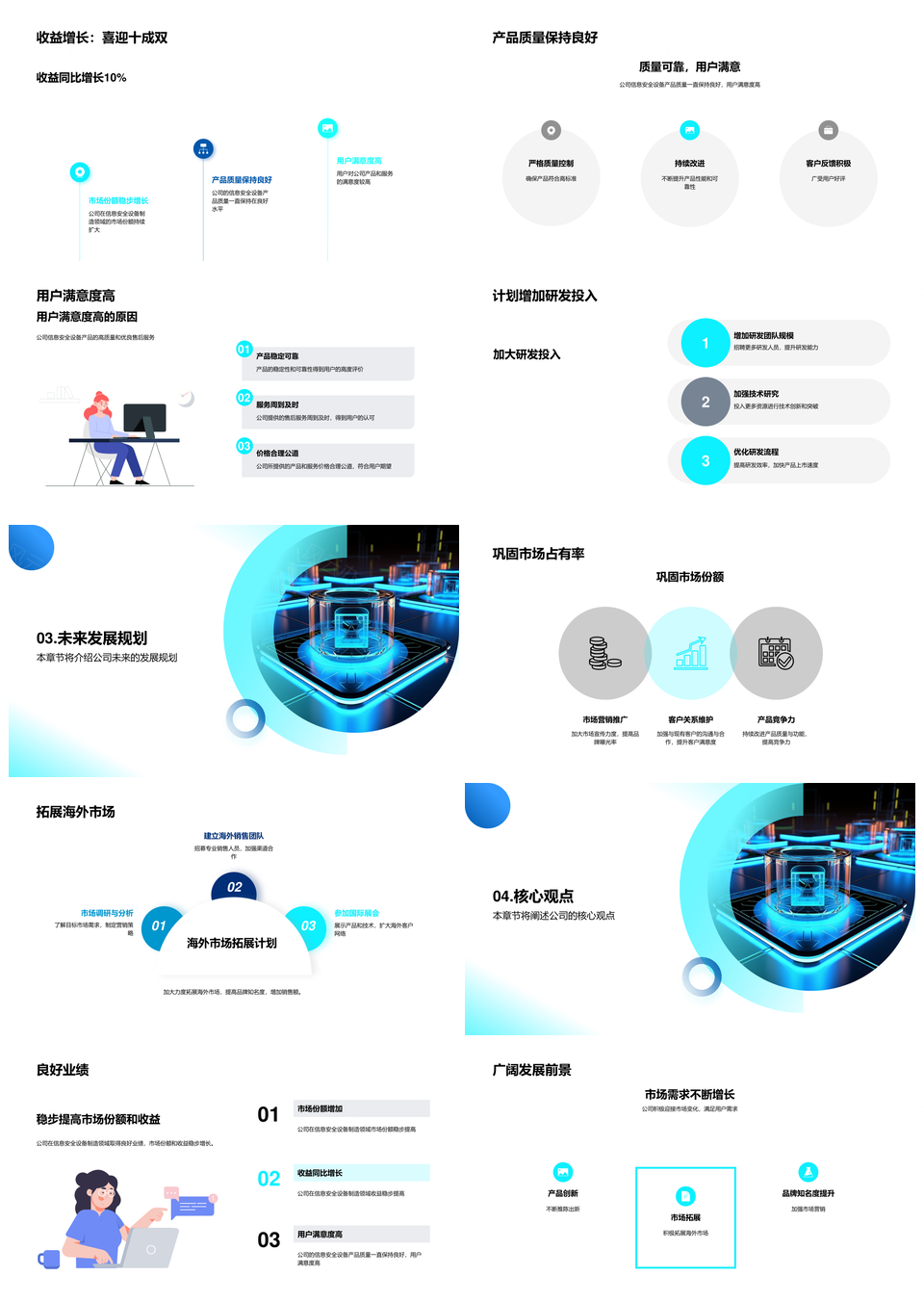 信息安全设备公司发展推新拓海用户满意前景广PPT模板