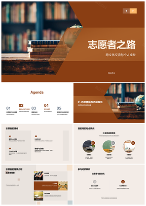 志愿者之路跨文化协作成长挑战PPT模板