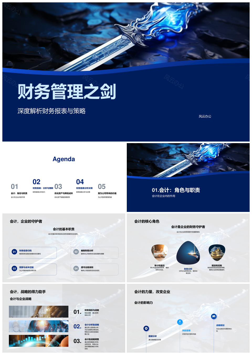 财务战略财析优配降本决策利剑PPT模板