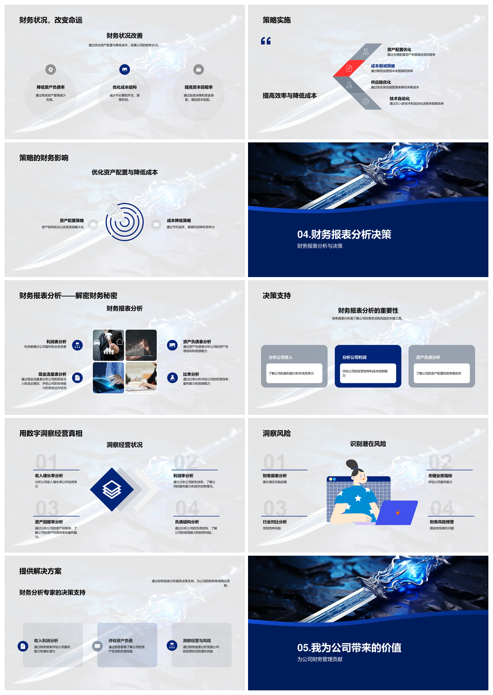财务战略财析优配降本决策利剑PPT模板