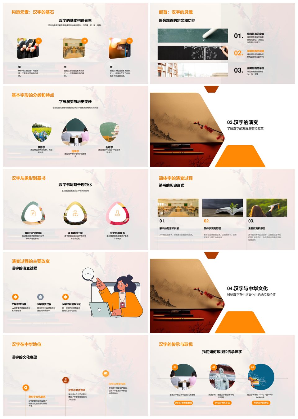 汉字起源演变发展历程与中华文化魅力PPT模板