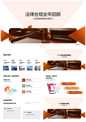 公司法律合规政策实施成果问题年度回顾PPT模板