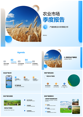 农业市场季度产销量策略分析PPT模板