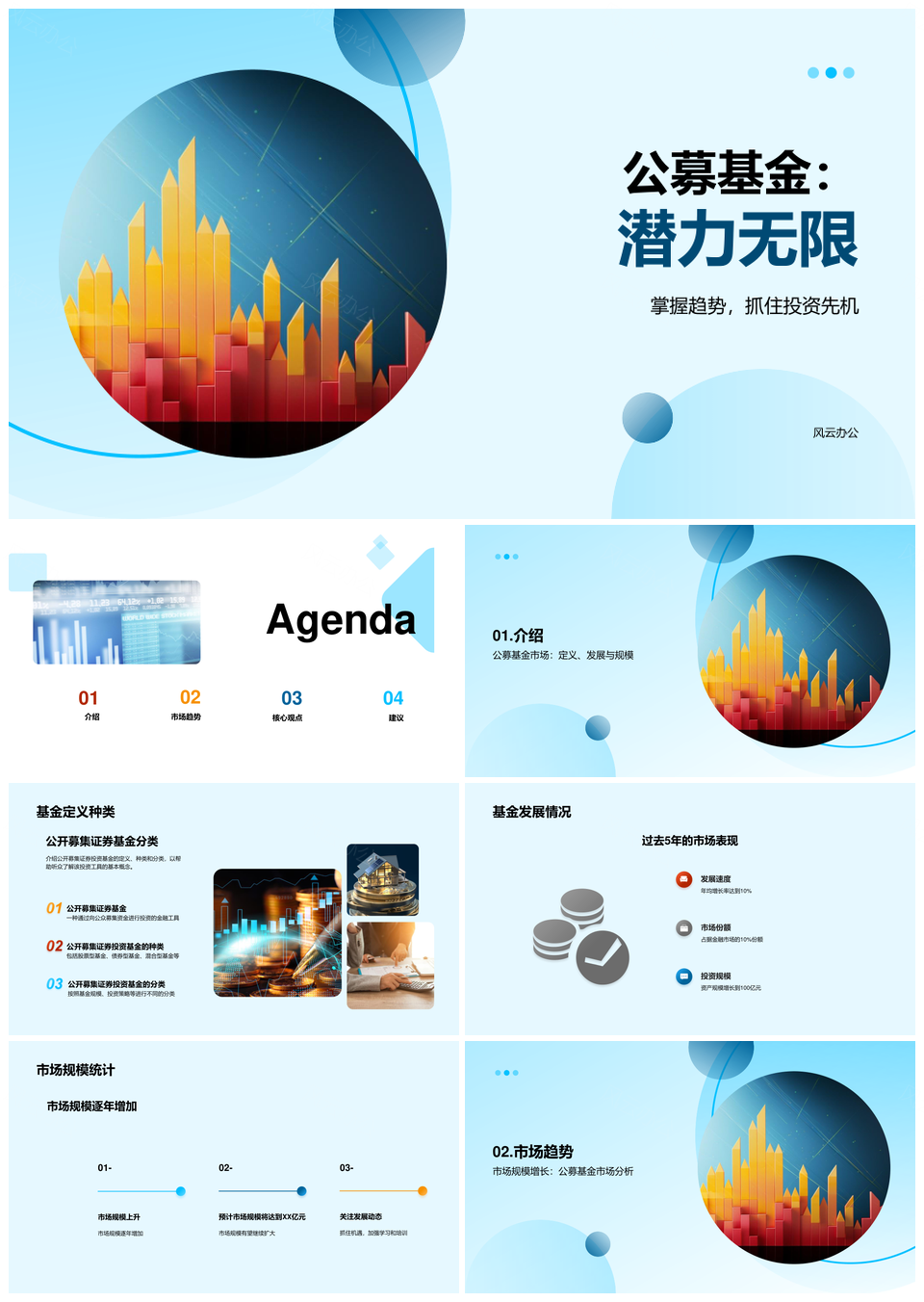 公募基金五年发展规模种类及未来机遇PPT模板