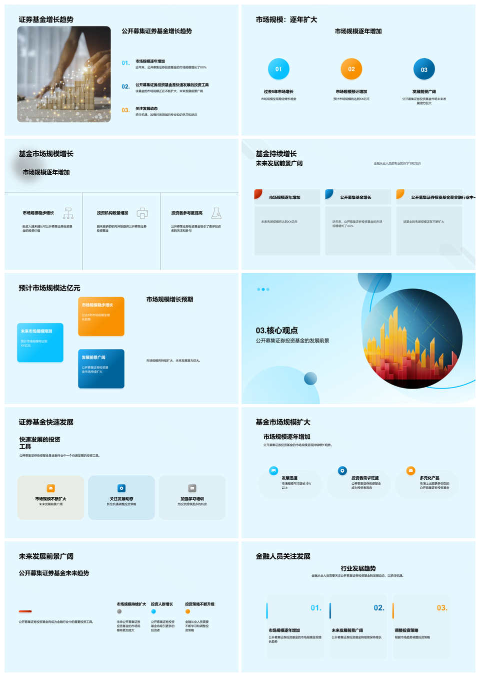 公募基金五年发展规模种类及未来机遇PPT模板