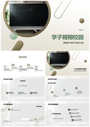 学子翱翔校园学习成长进步之路PPT模板