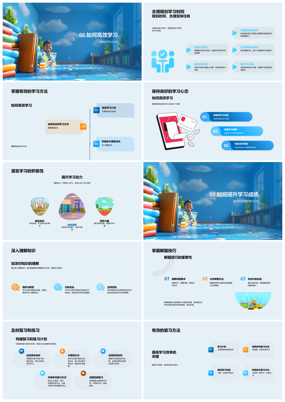 2025高效学习技巧方法提升成绩规划心态理解解题PPT模板