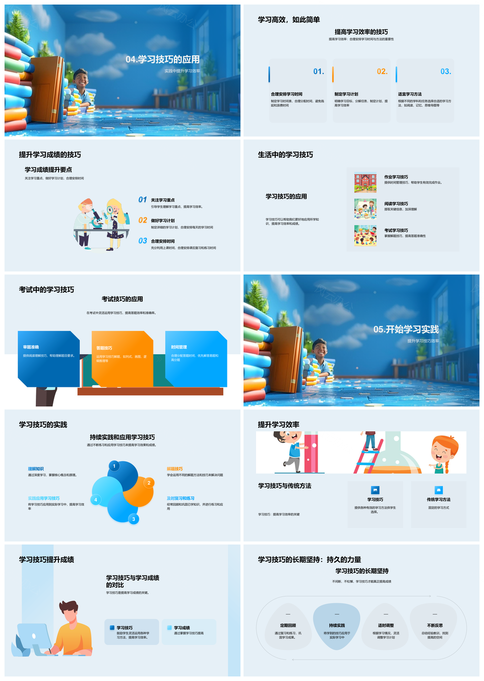 2025高效学习技巧方法提升成绩规划心态理解解题PPT模板