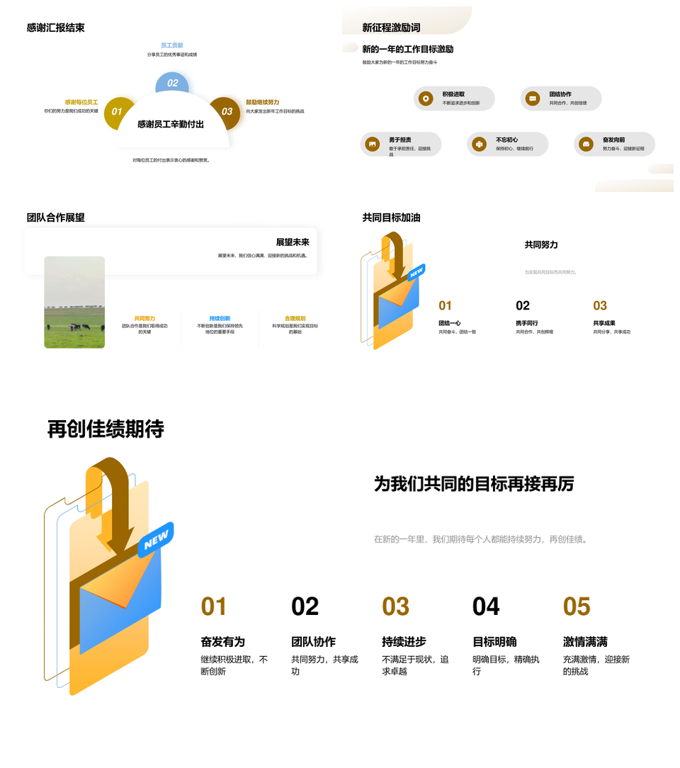 牧业部门经理年终总结成就挑战团队牧场PPT模板