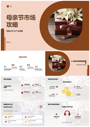 母亲节营销策略分析产品调整历史文化礼包客户消费花束PPT模板