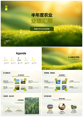 农林牧渔半年度业绩分析趋势策略市占收入PPT模板