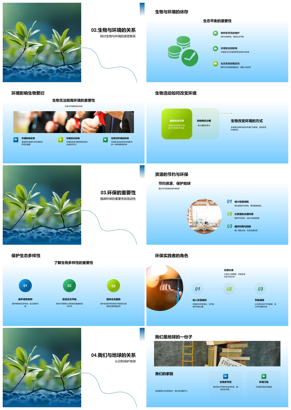 生物环保共治污染守护地球生态资源PPT模板