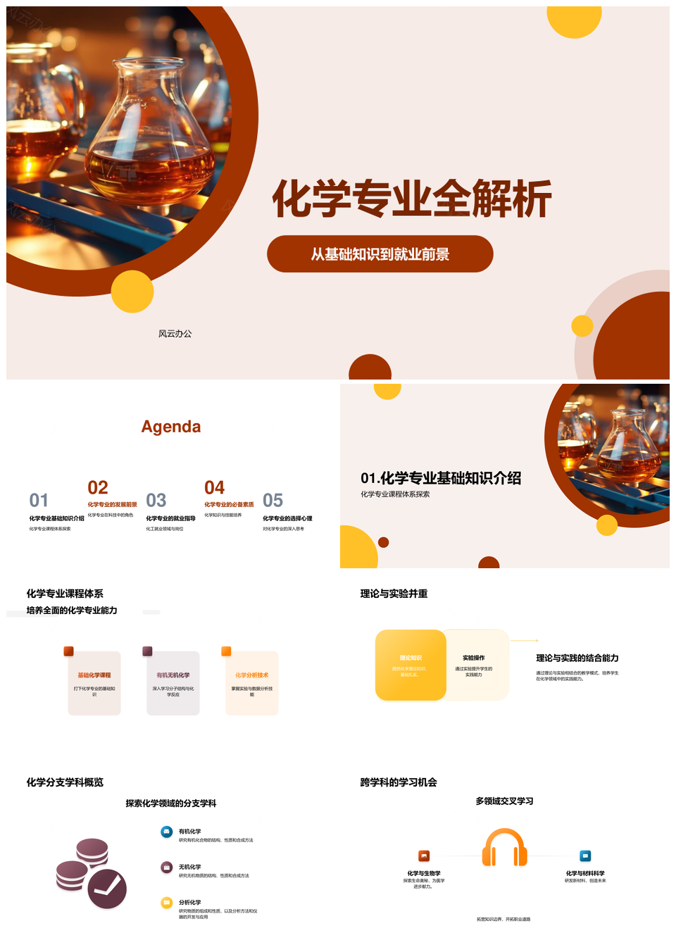 化学专业课程就业理论与实验分支解析PPT模板